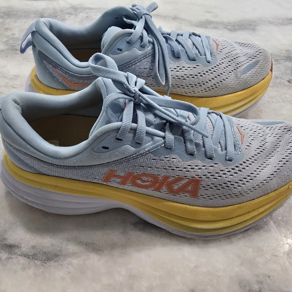 HOKA Women's Blue and Yellow Running Shoes
